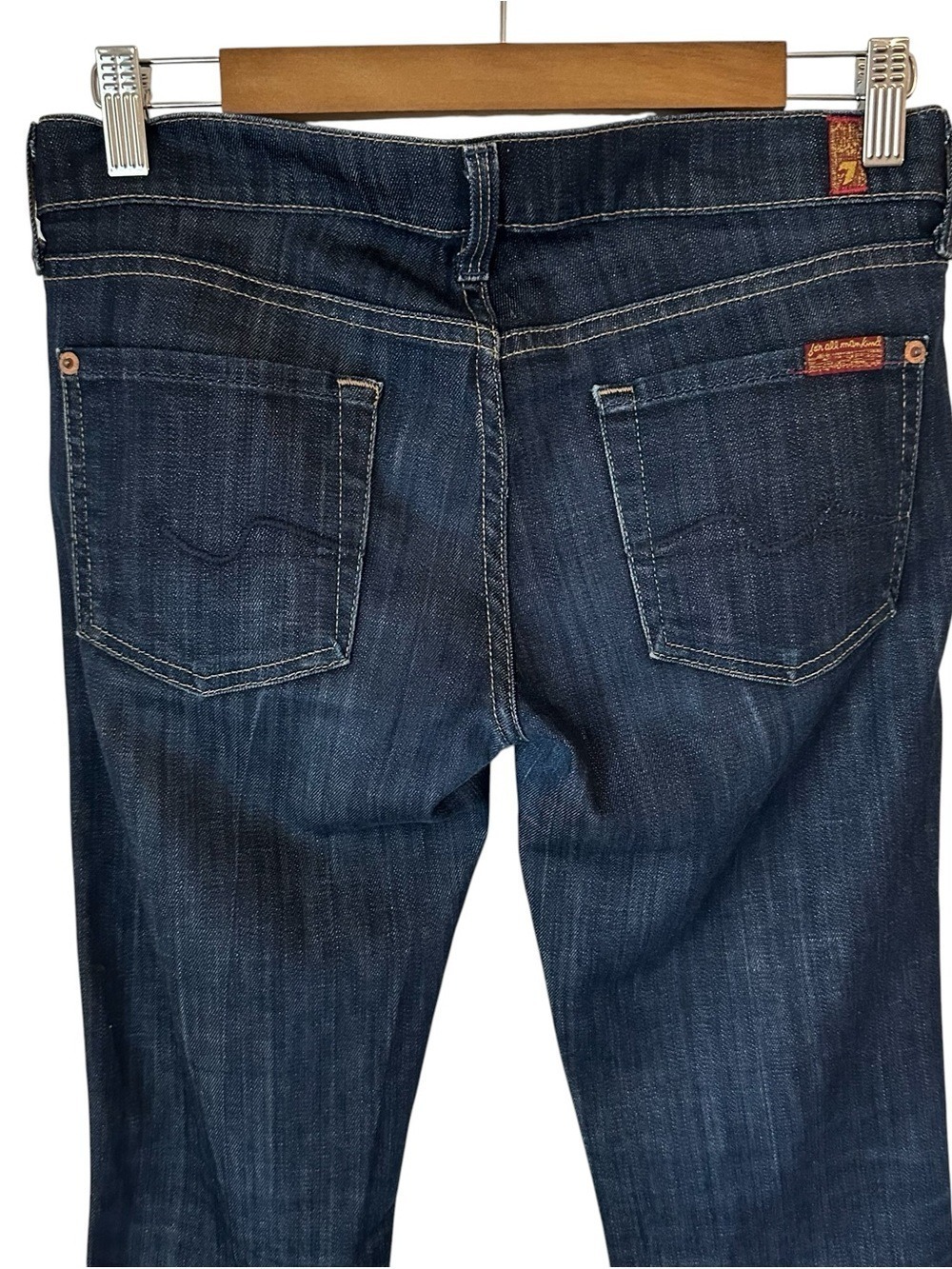 7 For All Mankind Jeans Size 26 Straight Leg Dark Wash Denim Women - Picture 5 of 9